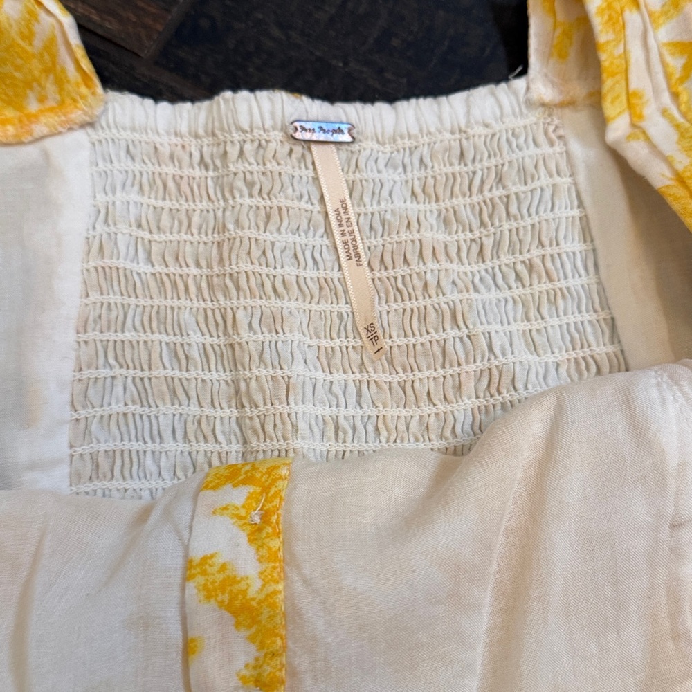 Free People Dance On The Blacktop Yellow Floral Print Tiered Ruffle Mini Dress - Picture 3 of 4